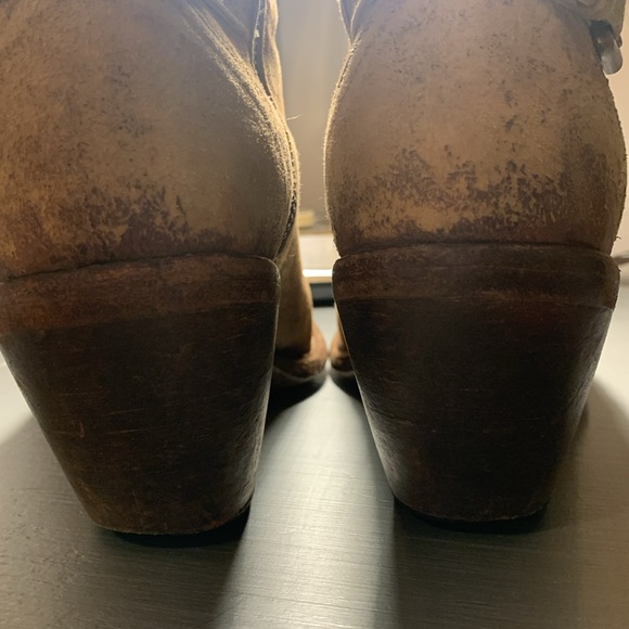 Lucchese Brown Short Distressed Floral Boots - Picture 7 of 14